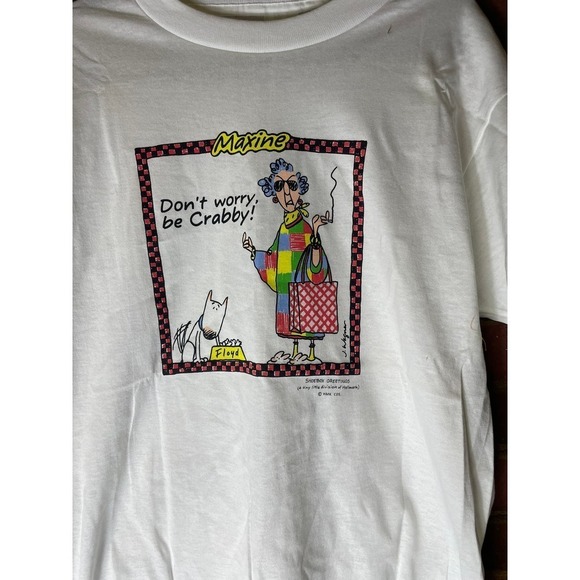 Vintage 80s Maxine Comic Don't Worry Be Crabby white T-shirt - Picture 2 of 6